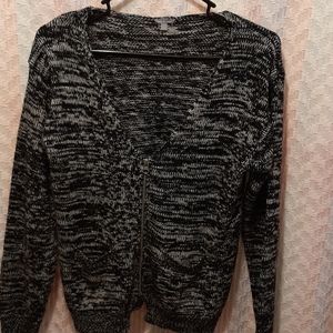 V-neck Zip Up Charlotte Russe Space Dye Cardigan with Pockets